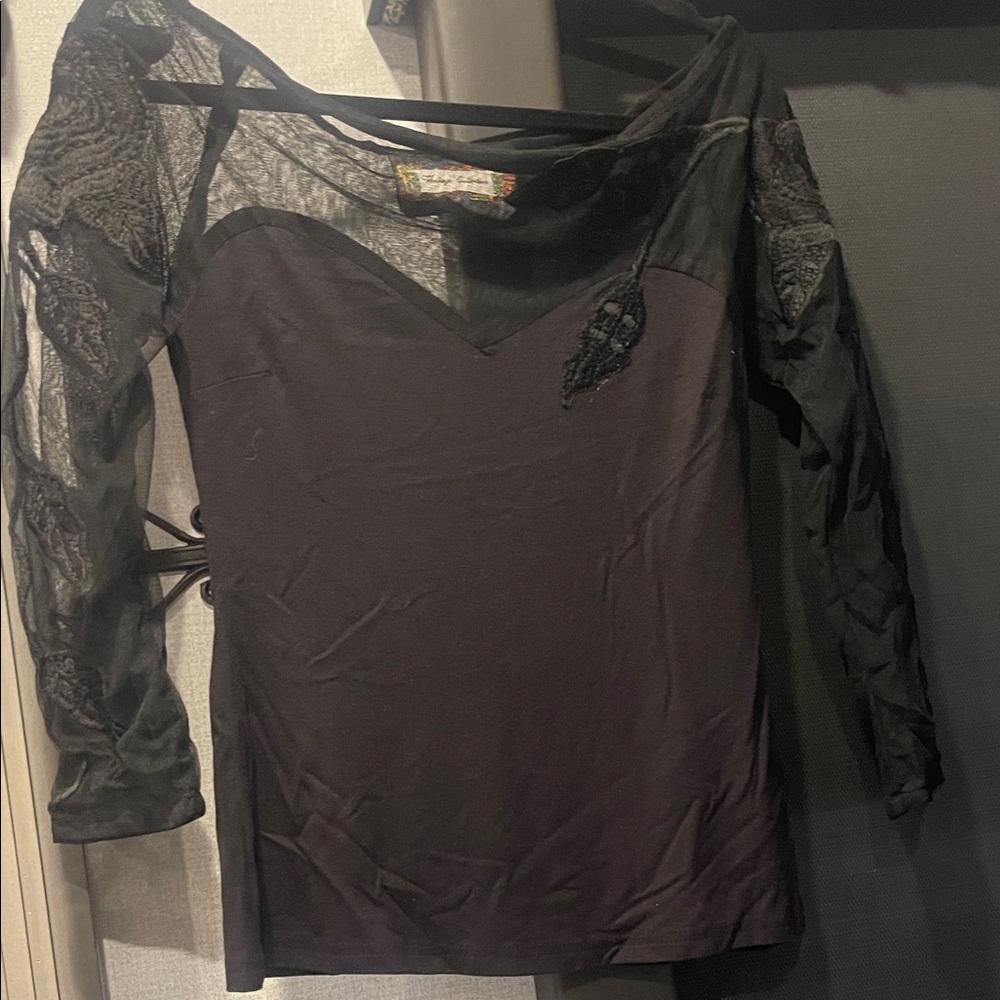 Chic Black Lace Women's Blouse